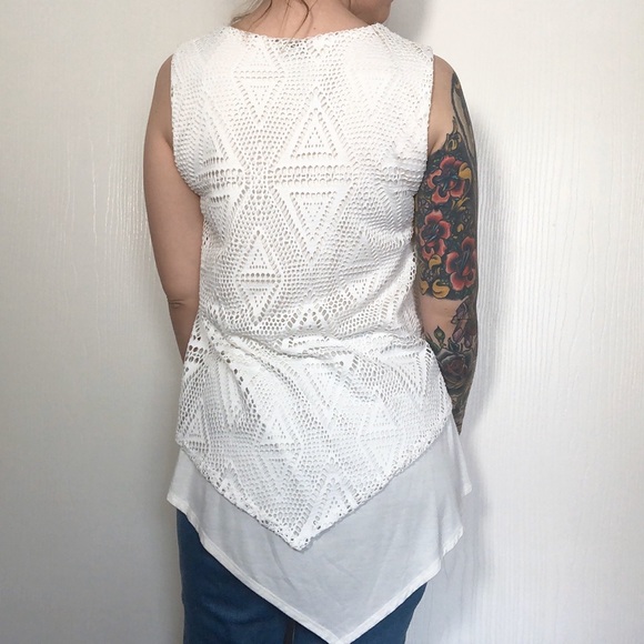 EllumiNation White Boho Lace Overlay Tank - Picture 3 of 6